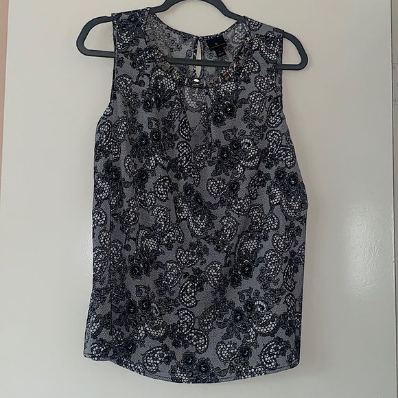 Worthington {large} women’s top. Black/gray white print - Picture 1 of 3